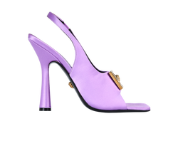 Versace Medusa Insignia Slingback Heels, Satin, Lilac, UK8, 3*