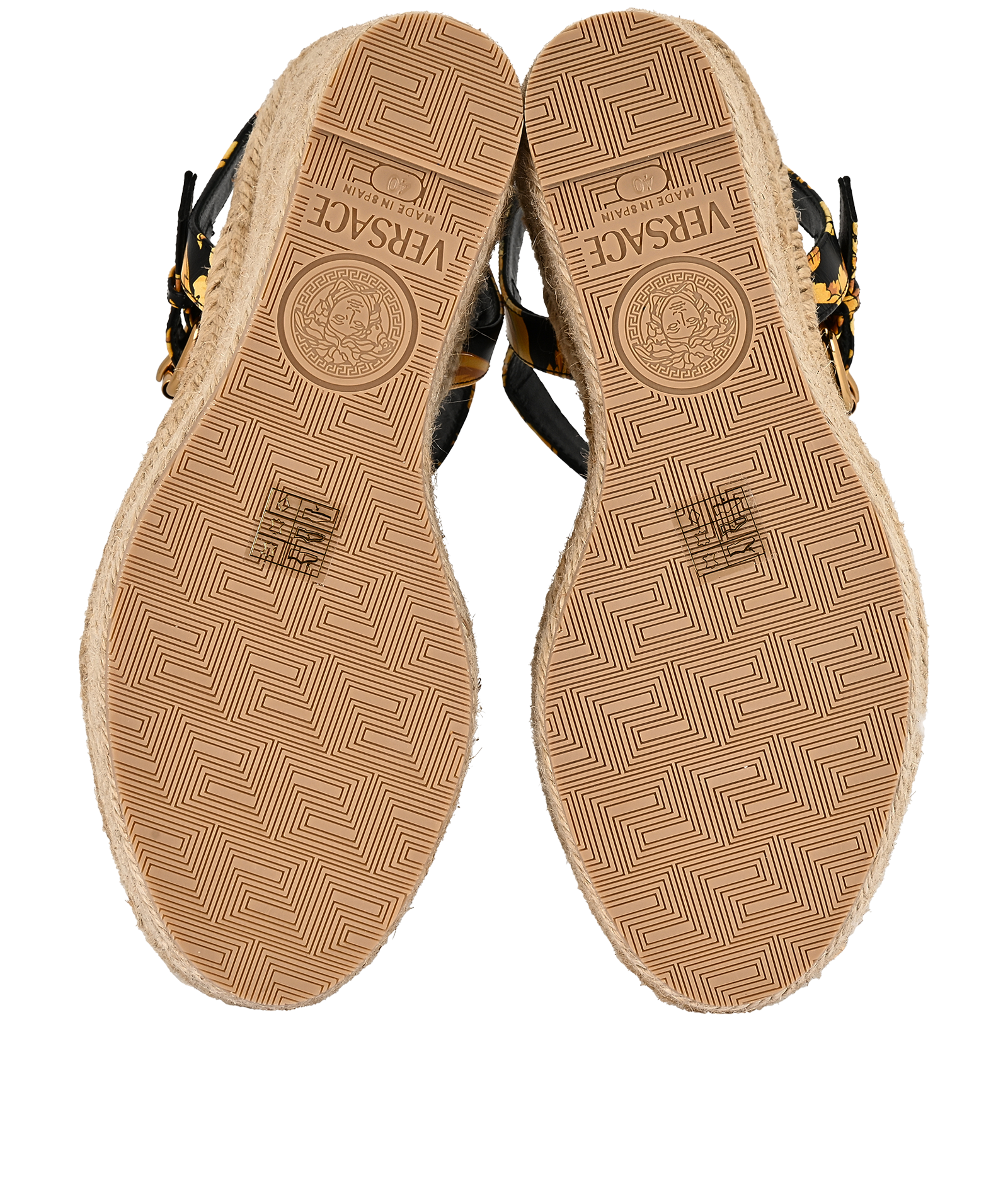 Versace Wedged Sandals, &pound;220, Shoes, Black/Yellow, Leather, Top view