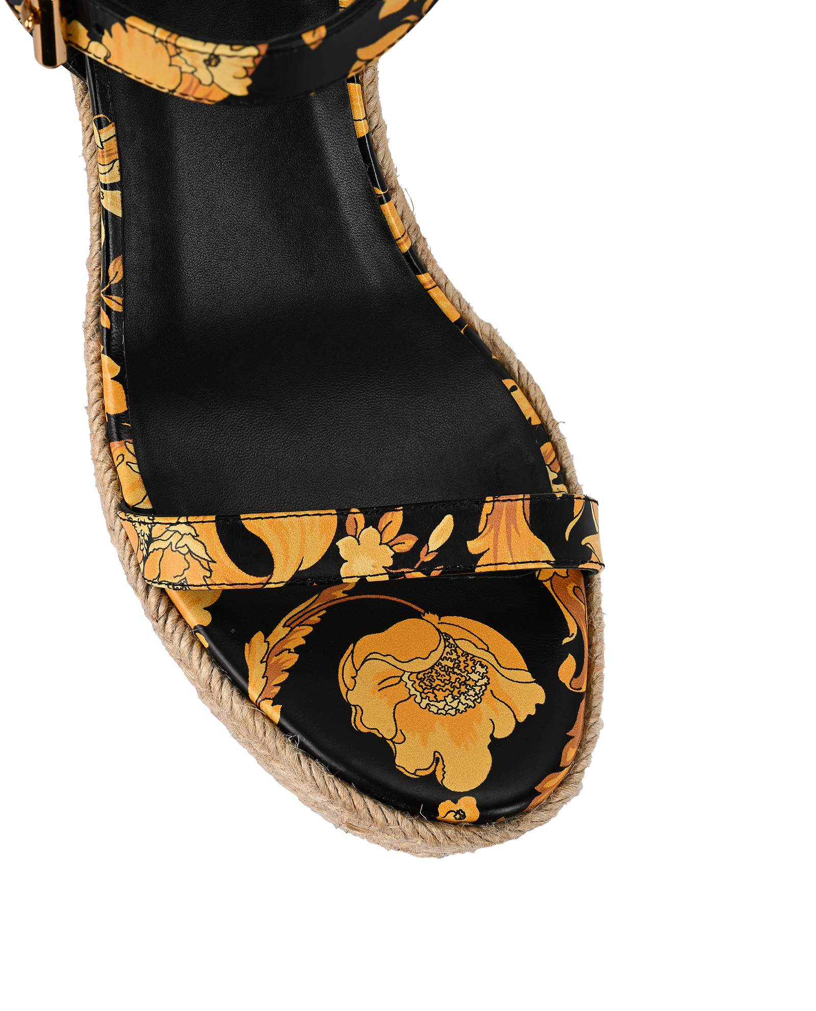 Versace Wedged Sandals, &pound;220, Shoes, Black/Yellow, Leather, Other view