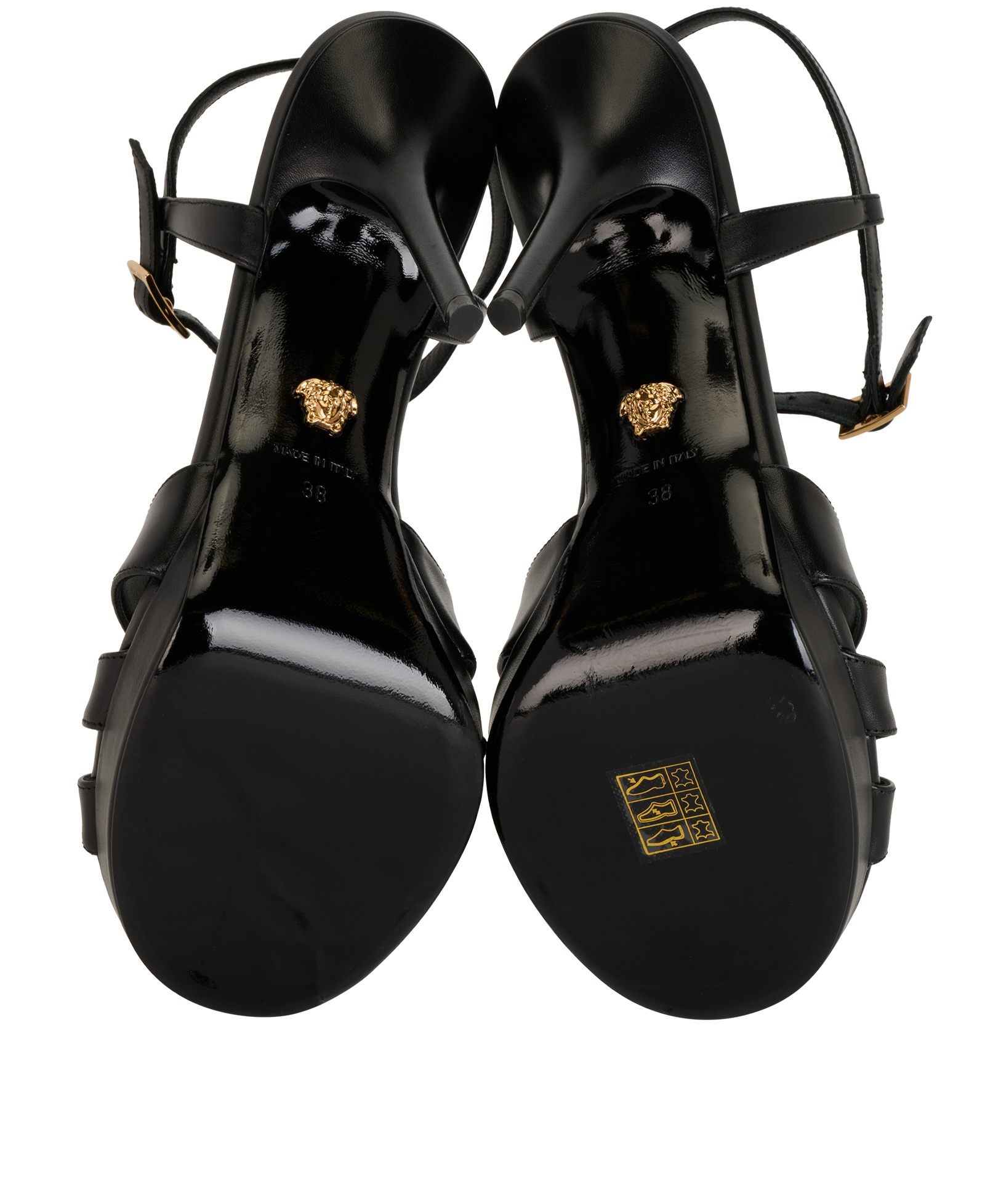 Versace V Sandals Heels, &pound;375, Shoes, Black, Leather, Top view