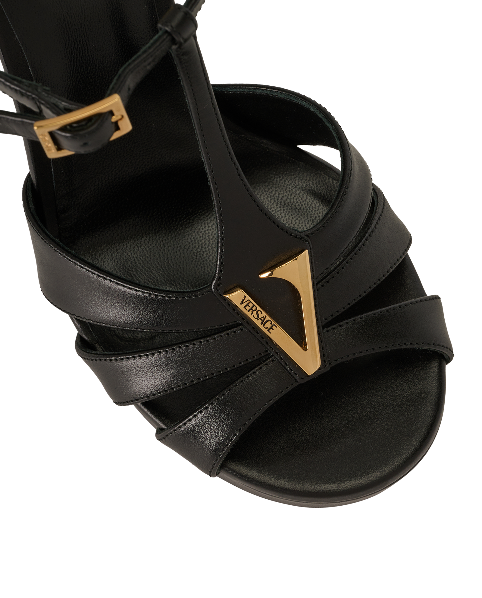 Versace V Sandals Heels, &pound;375, Shoes, Black, Leather, Other view