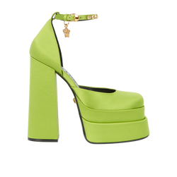 Versace Medusa Aevitas Platforms, Satin/Leather, Green, UK 6, DB, B, 3*