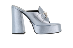 Versace Platform Mules, Leather, Metallic Blue, UK6, 3*