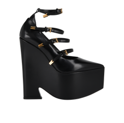 Versace Tempest Platform Pumps, Leather, Black, UK4, 2*