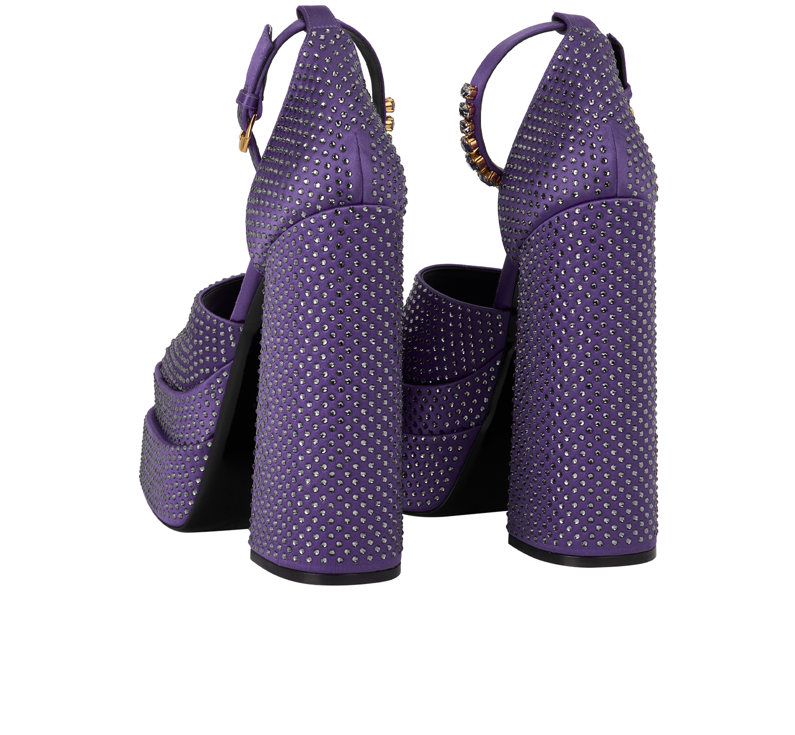 Versace Embellished Aevitas Platform Heels, &pound;230, Shoes, Purple, Satin, Back view