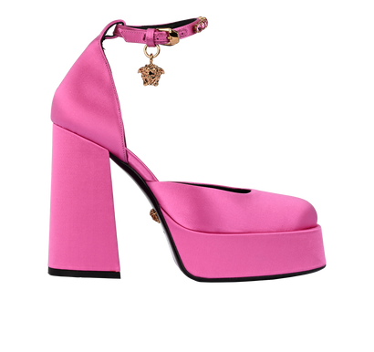 Versace Aevitas Platform Heels, &pound;250, Shoes, Pink, Satin, Front view