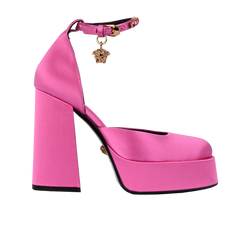 Versace Aevitas Platform Heels, Satin, Pink, UK4, DB/B, 3*