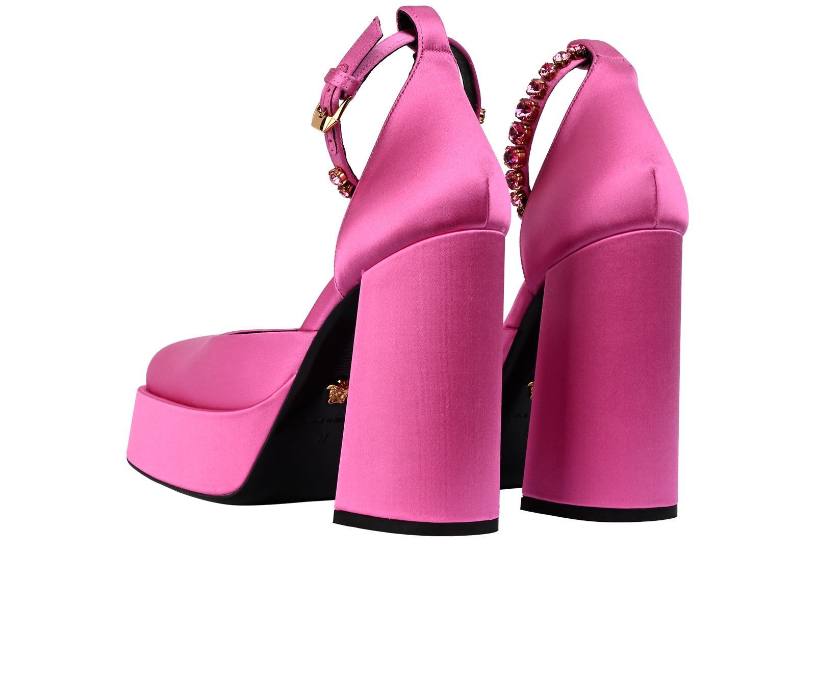 Versace Aevitas Platform Heels, &pound;250, Shoes, Pink, Satin, Back view