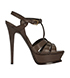 Saint Laurent Tribute Platform Sandals, &pound;295, Shoes, Brown, Leather, Front view