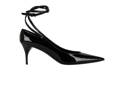Saint Laurent Ankle Straps Pumps, &pound;160, Shoes, Black, Patent Leather, Front view