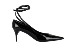Saint Laurent Ankle Straps Pumps, Patent, Black, UK4, DB, 3*