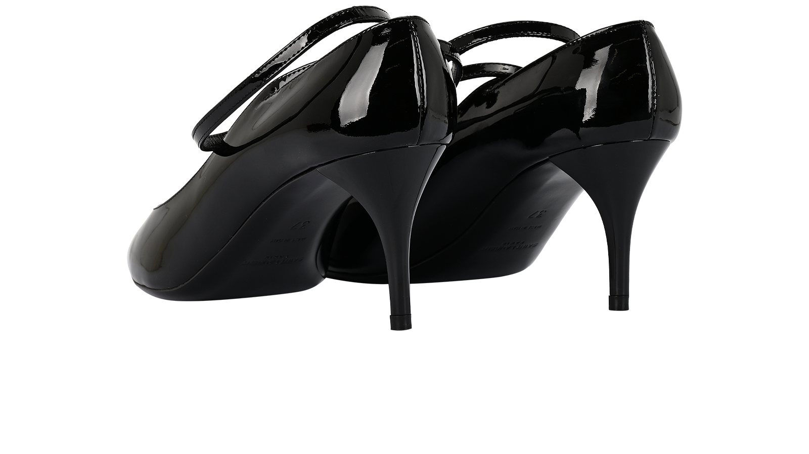 Saint Laurent Ankle Straps Pumps, &pound;160, Shoes, Black, Patent Leather, Back view