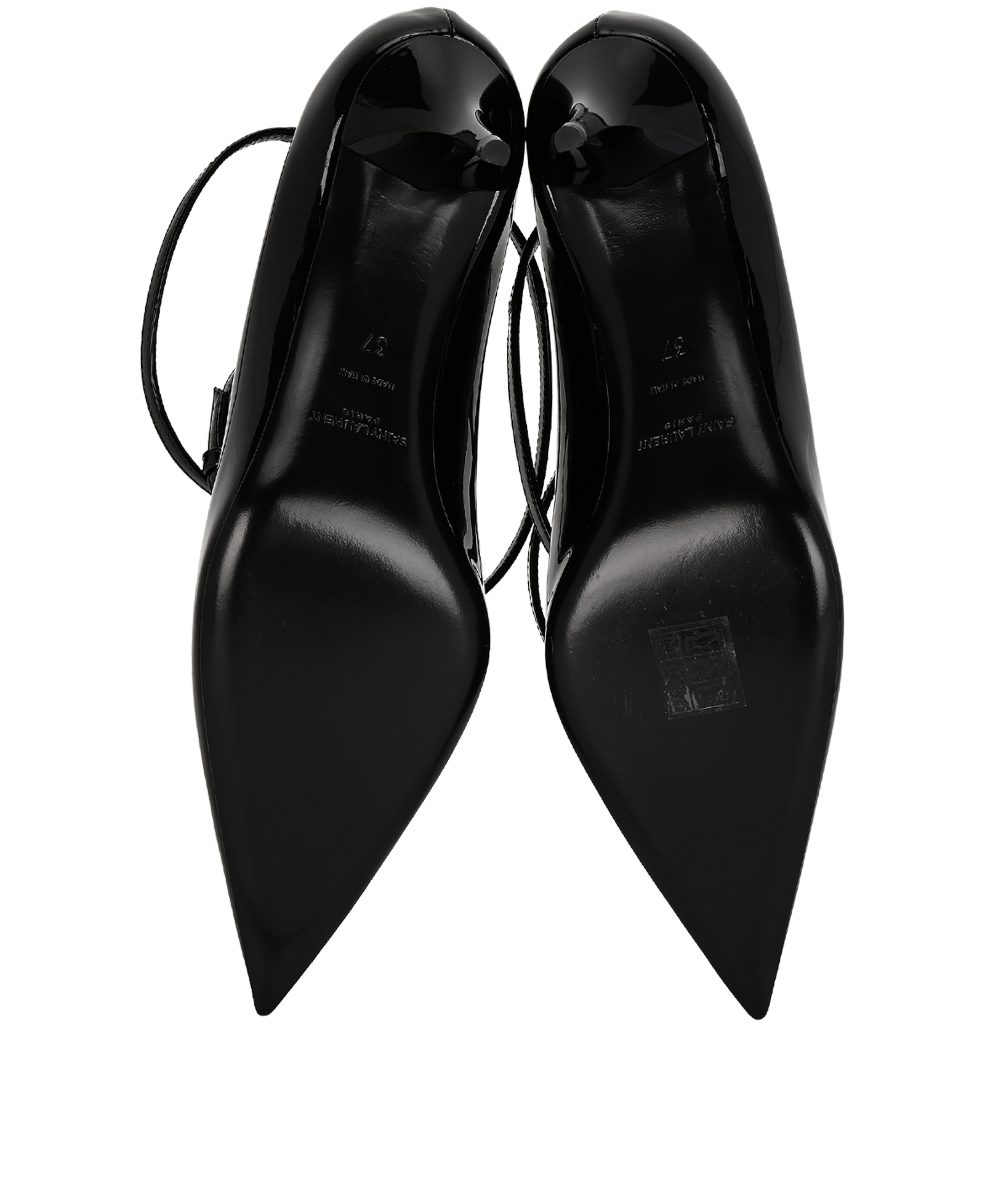 Saint Laurent Ankle Straps Pumps, &pound;160, Shoes, Black, Patent Leather, Top view