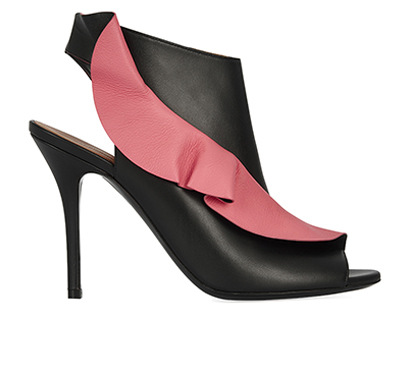 Balenciaga Ruffled Two-Tone Peep-toe Heels, front view