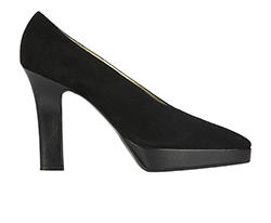 YSL Suede Platform Heels, Leather, Black, 6.5, 1*, B