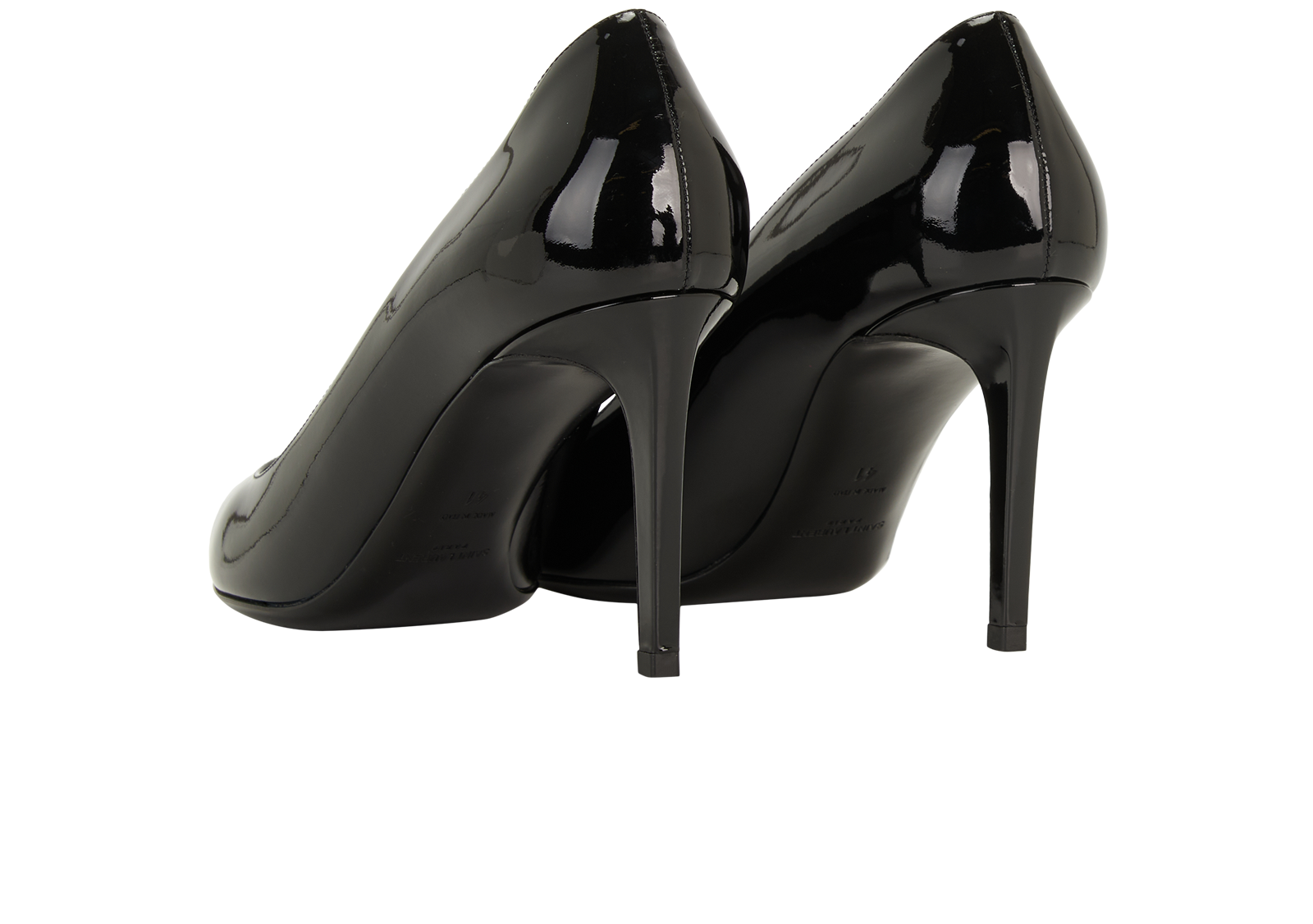 Saint Laurent Pointed Toe Pumps, &pound;220, Shoes, Black, Patent Leather, Back view