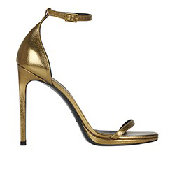YSL Amber Sandals, Leather, Gold, 6, 2
