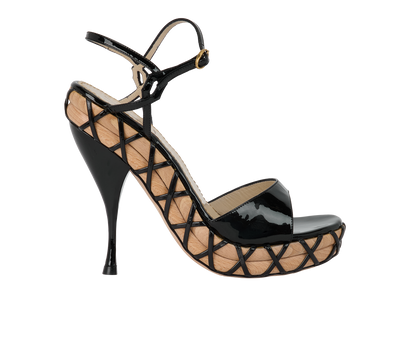 Vintage Saint Laurent Wooden Platforms, &pound;150, Shoes, Black, Patent Leather, Front view