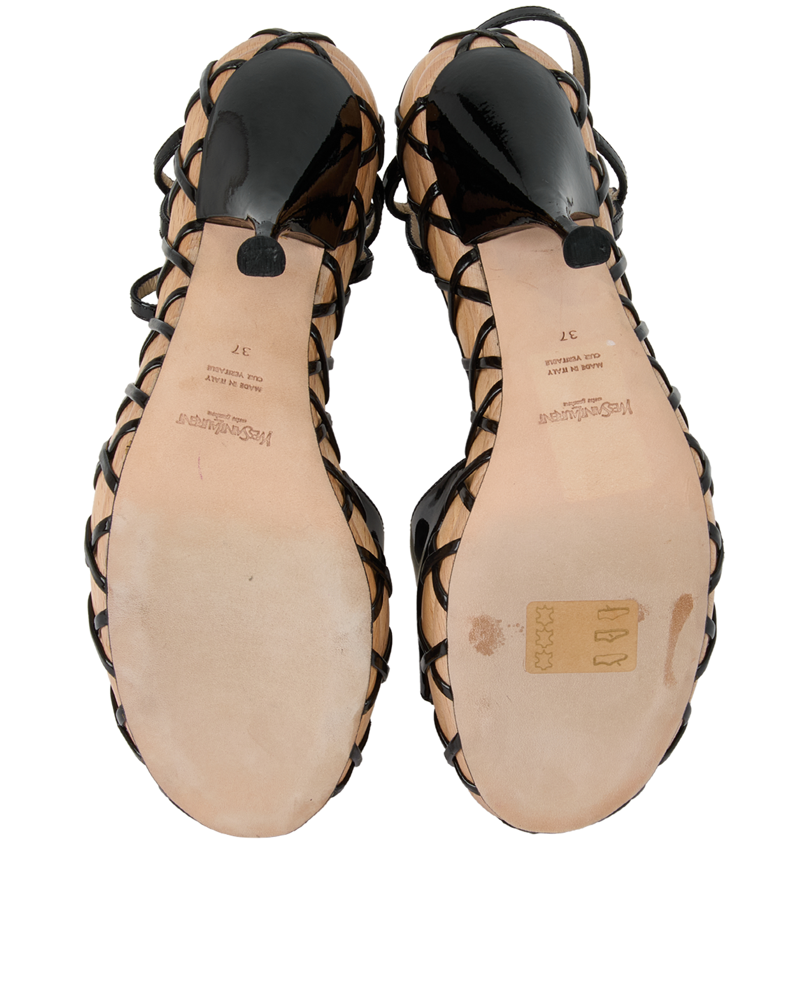 Vintage Saint Laurent Wooden Platforms, &pound;150, Shoes, Black, Patent Leather, Top view