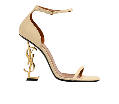 Saint Laurent Opyum Sandals 110, &pound;450, Shoes, Cream, Leather, Front view