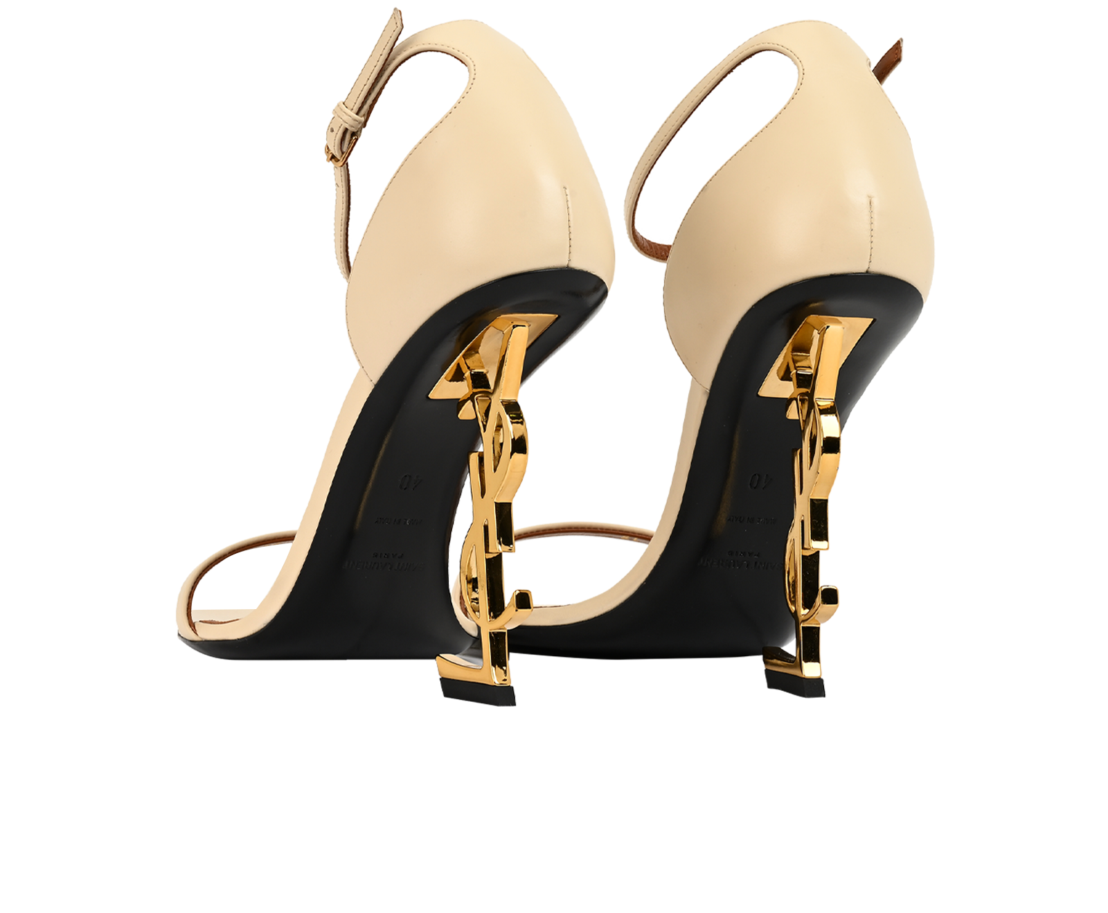 Saint Laurent Opyum Sandals 110, &pound;450, Shoes, Cream, Leather, Back view