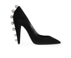 Saint Laurent Crystals Embellished Heels, Suede, Black, UK6, B/DB, 4*