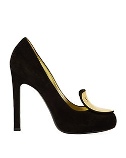 Yves Saint Laurent Catherine High Pumps Heels, Suede, Gold Plated, UK 6