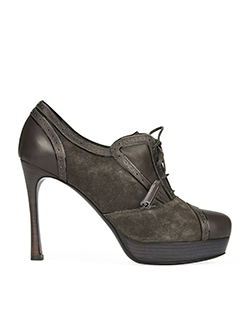 Yves Saint Laurent Lace-up Booties, Suede/Leather, Stone, UK 5