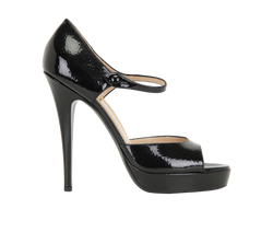 Saint Laurent Platform Sandals, Patent, Black, UK7, 2*