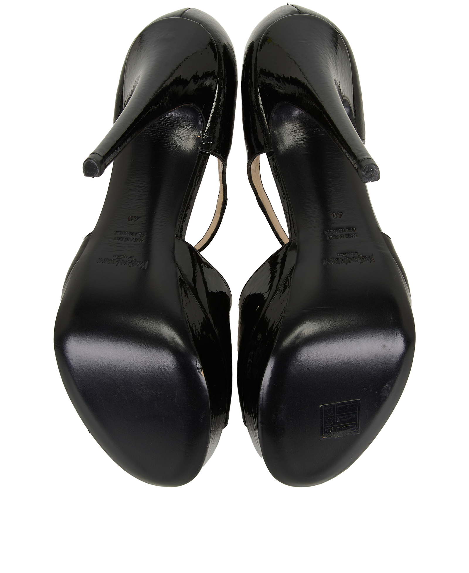 Saint Laurent Platform Sandals, &pound;220, Shoes, Black, Patent Leather, Top view