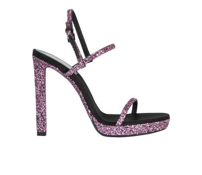 Saint Laurent Glitter Sandals, &pound;250, Shoes, Pink, Leather, Front view
