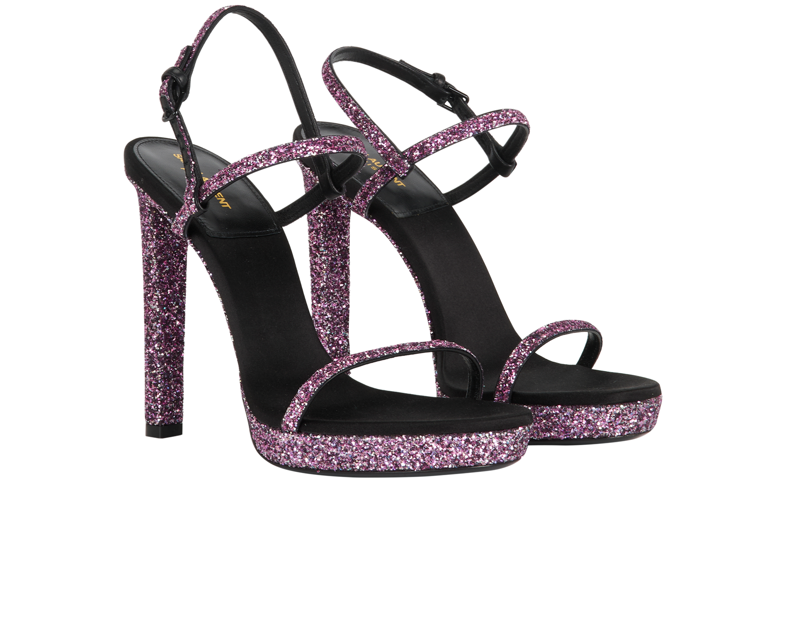 Saint Laurent Glitter Sandals, &pound;250, Shoes, Pink, Leather, Side view