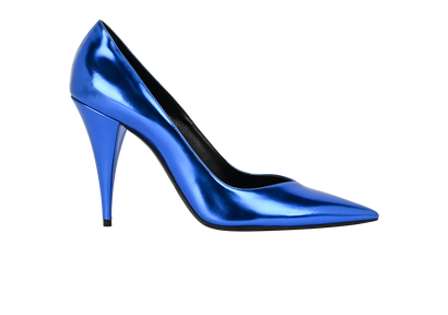 Saint Laurent Kiki Pumps, &pound;175, Shoes, Blue, Patent Leather, Front view