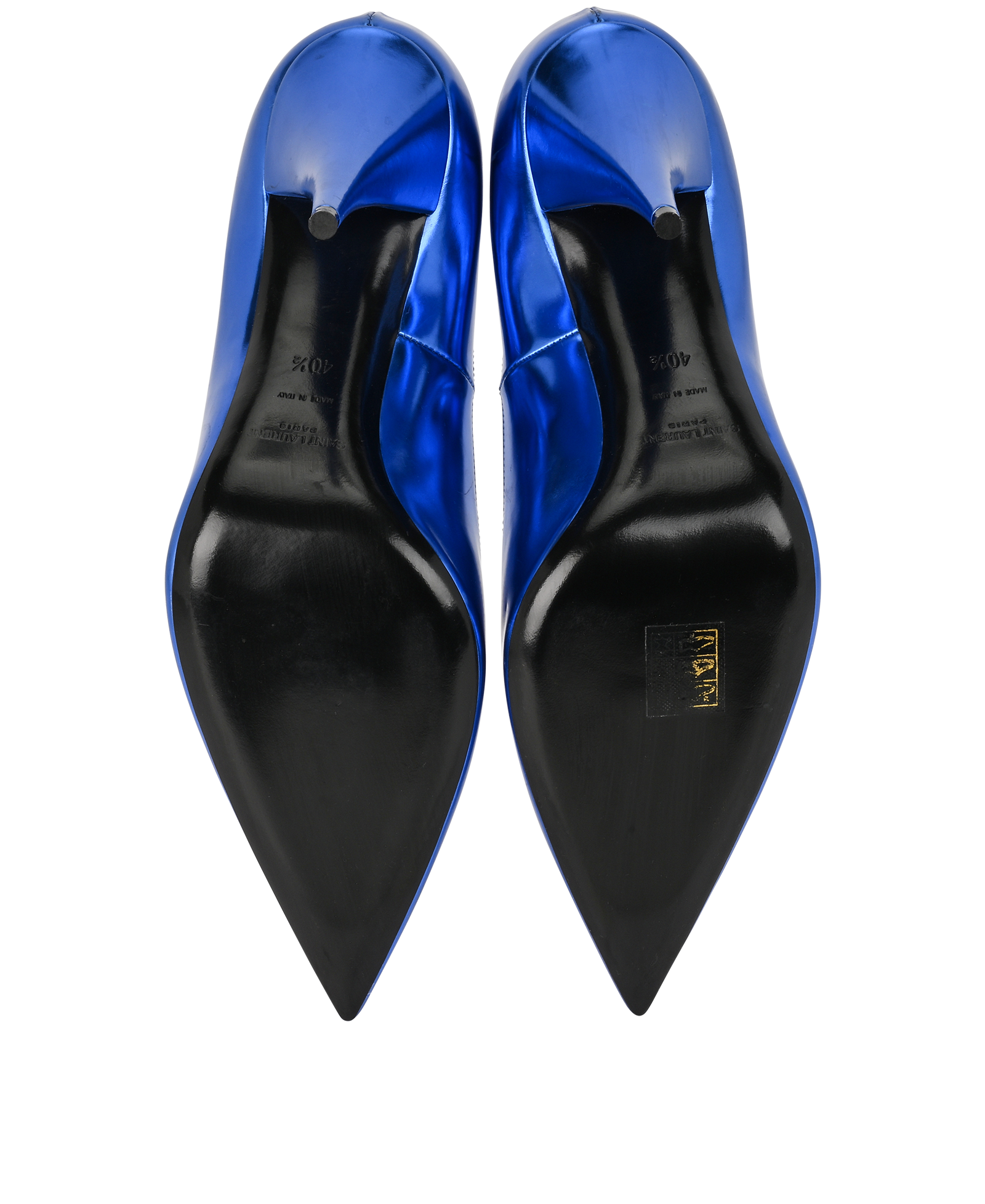 Saint Laurent Kiki Pumps, &pound;175, Shoes, Blue, Patent Leather, Top view