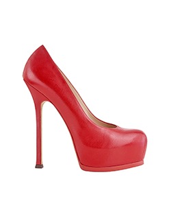 Yves Saint Laurent Tribtoo Platform Heels, Leather, Red, B, UK 6