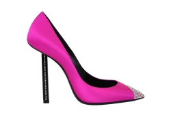 Saint Laurent Tower Crystal Pumps, Satin, Pink, UK5, DB, 3*