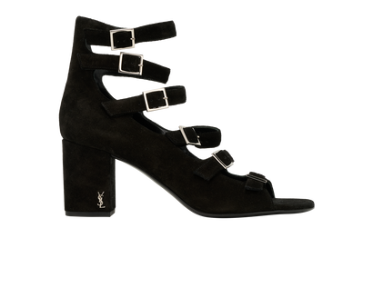 Saint Laurent Babies Multi-Strap Block Sandals, &pound;250, Shoes, Black, Suede, Front view