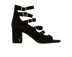 Saint Laurent Babies Multi-Strap Block Sandals, Suede, Black, UK7, DB, 3*