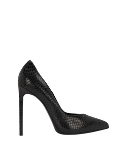 Saint Laurent Point Toe Heels, Python, Black, UK7, 3*