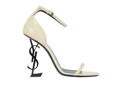 Saint Laurent Opyum Sandals, &pound;250, Shoes, Black/White, Patent Leather, Front view