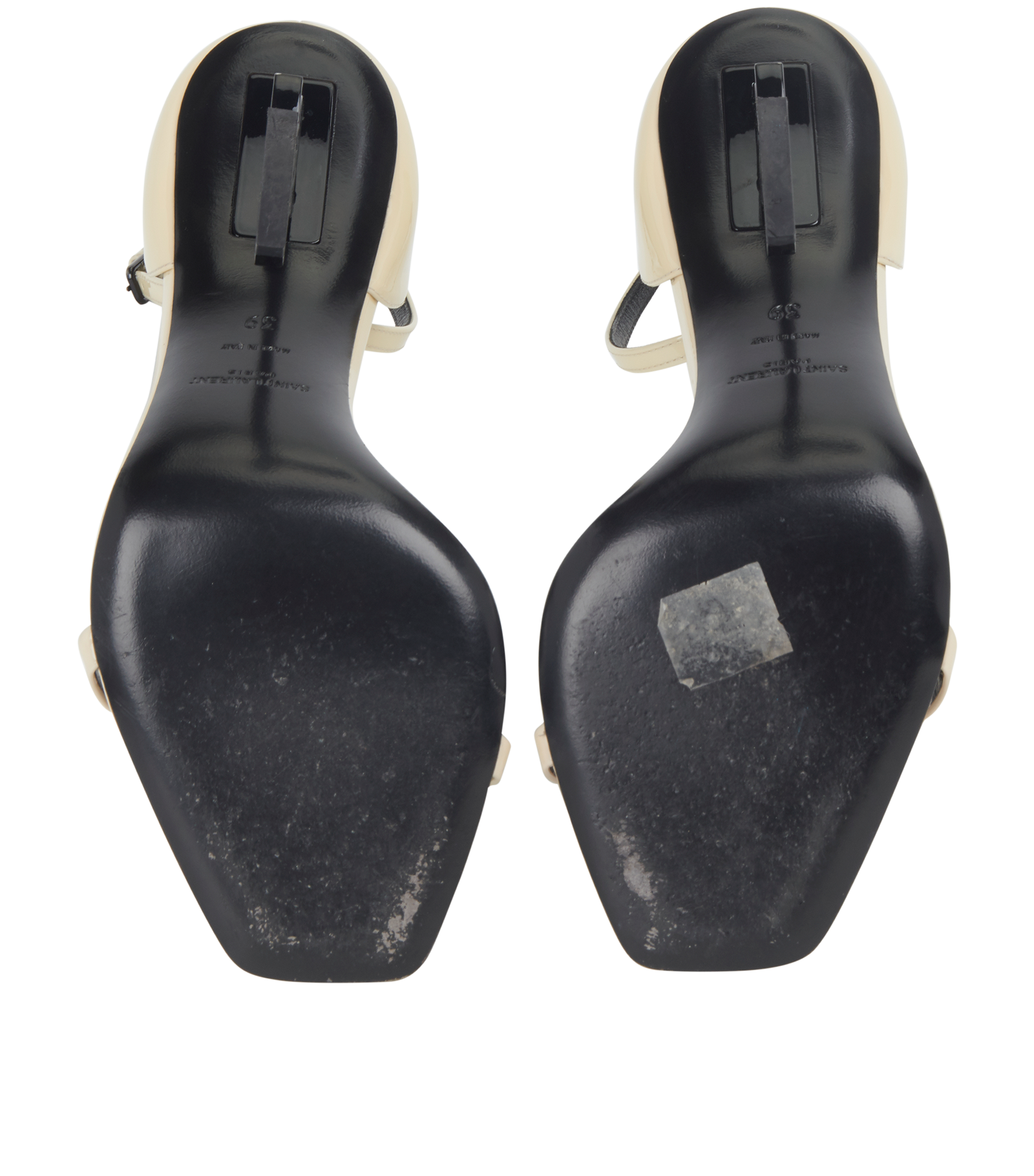 Saint Laurent Opyum Sandals, &pound;250, Shoes, Black/White, Patent Leather, Top view