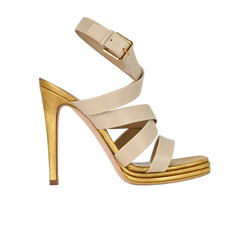 Saint Laurent Montaigne 105 Sandals, Leather, Beige/Gold, UK5, B, 2*
