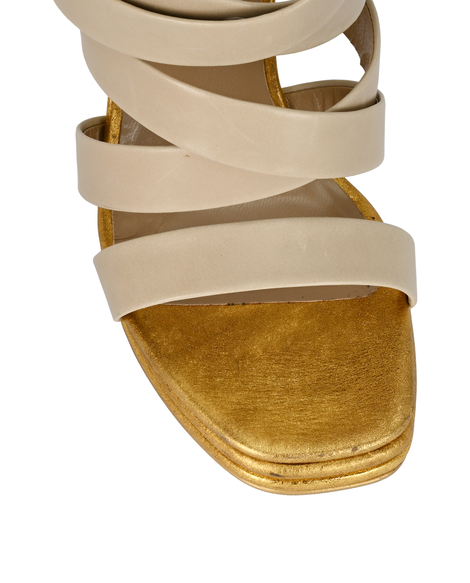 Saint Laurent Montaigne 105 Sandals, &pound;220, Shoes, Beige/Gold, Leather, Other view