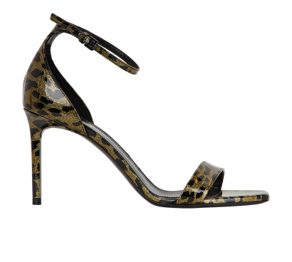 YSL Patent Leopard Heels, &pound;295, Shoes, Black, Leather, Front view