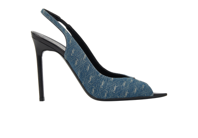 Saint Laurent Denim Slingback Heels, front view