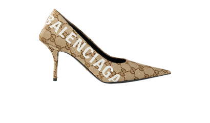 Gucci x Balenciaga Logo Pointy Heels, front view