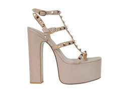 Valentino Rockstud Platform Sandals, Leather, Pink, UK5, B/DB, 3*
