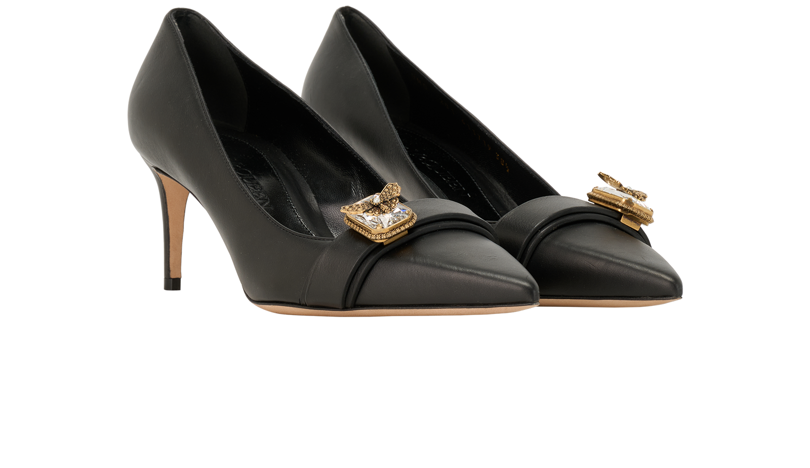 Alexander McQueen Bee Pumps, &pound;180, Shoes, Black, Leather, Side view