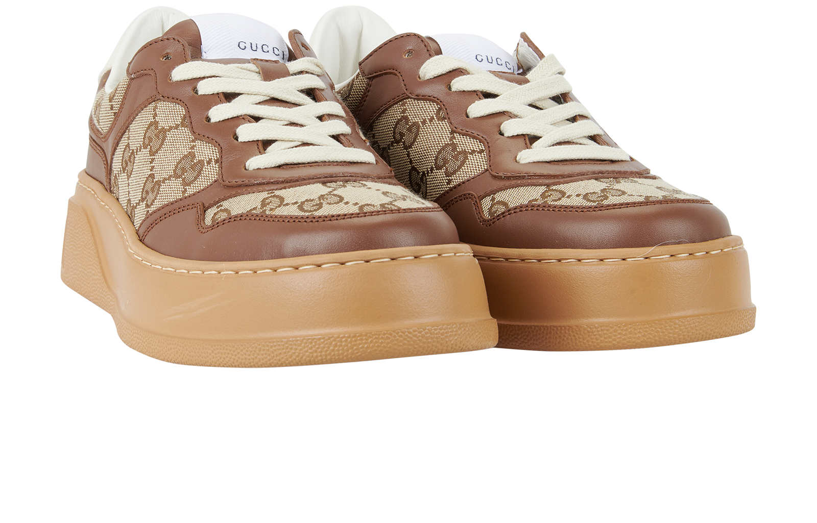 Gucci GG Trainers, &pound;310, Shoes, Brown/Tan, Canvas/Leather, Side view