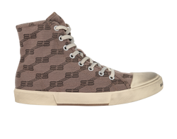 Balenciaga Paris High Top Trainers, Mens, Canvas, Brown, UK9, DB/B, 3*